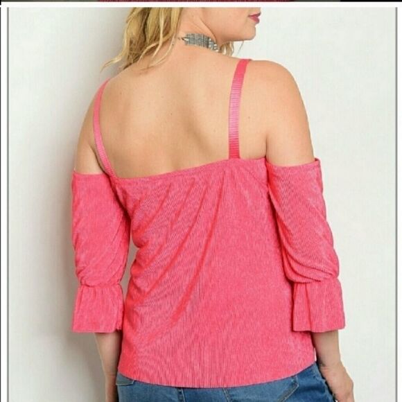 None Tops - NWT Pink Coral Cold Shoulder Blouse